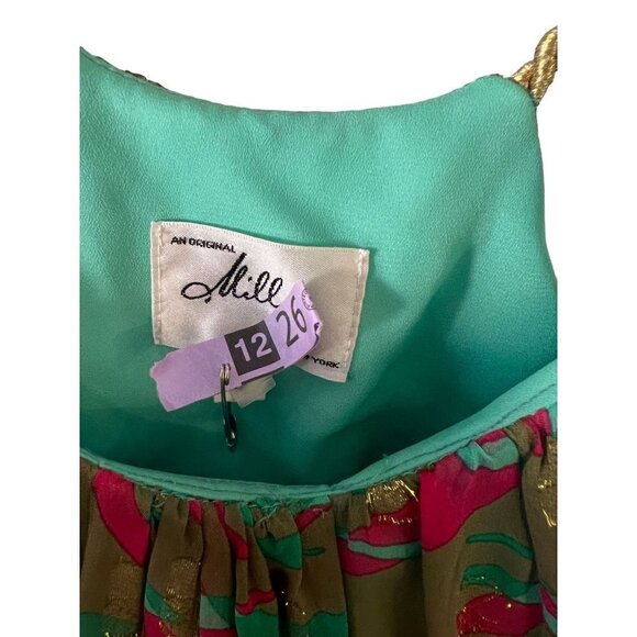 Milly gold, teal, and pink dress size 0 - Picture 2 of 4